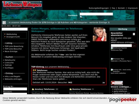 Telefonsex Webspace - Der Telefonsex Anzeigenmarkt